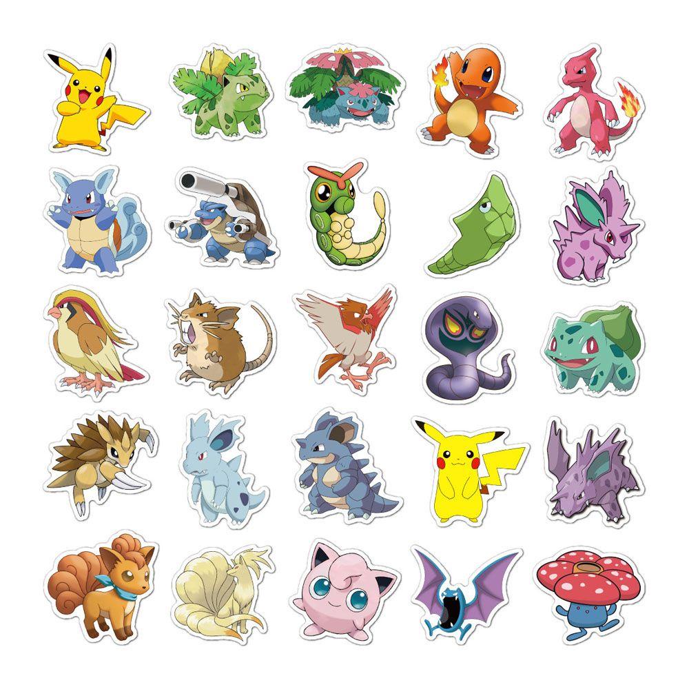 PEWANY Nhãn Dán Trang Trí Hành Lý / Xe Máy / Laptop Họa Tiết Hoạt Hình Pokemon DIY