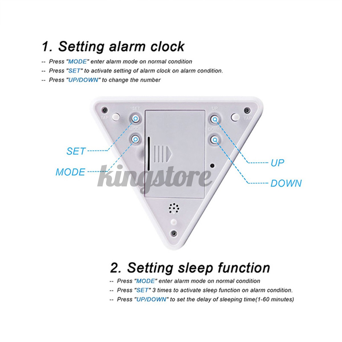 3.9x3.9x4in LCD 7 Colour Changing Triangle Digital Alarm Clock Night Light Bedside Desk Lamp