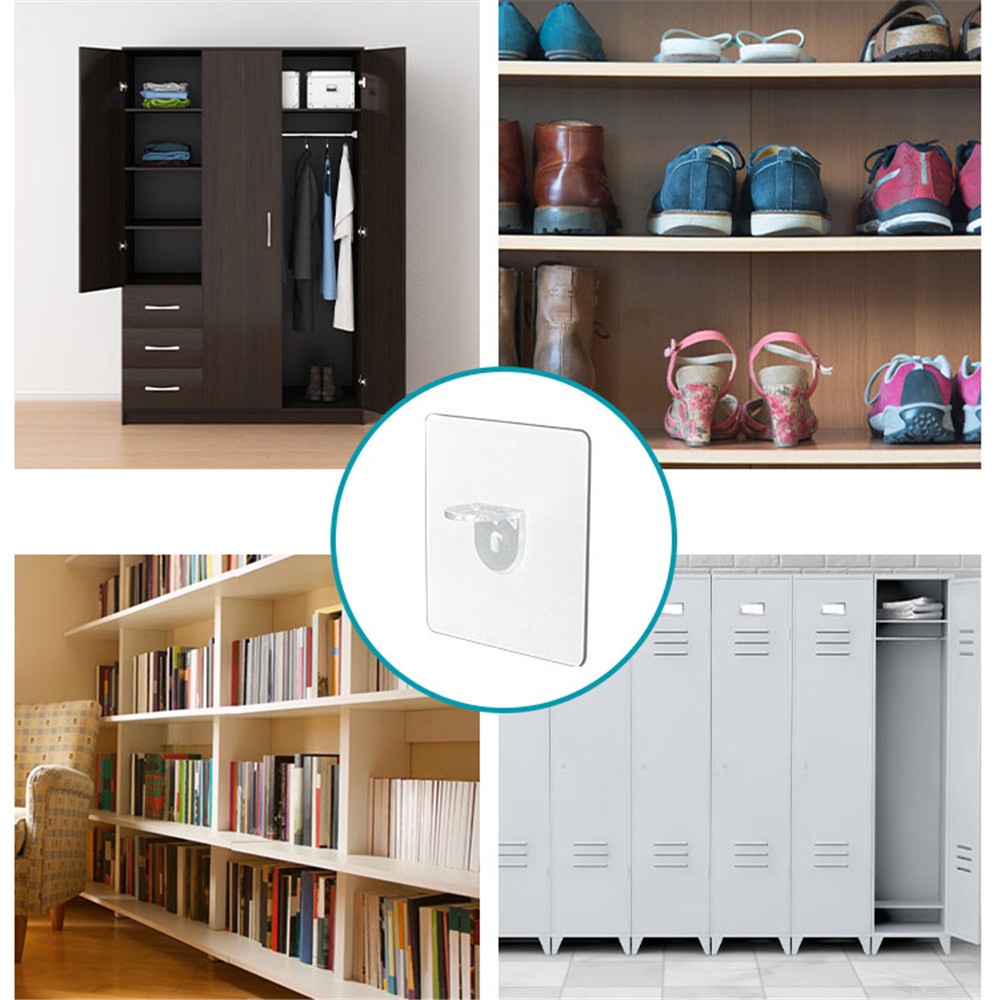 Set 2 Móc Treo Đồ Dán Tường Trong Suốt Không Cần Đóng Đinh Chịu Tải Nặng