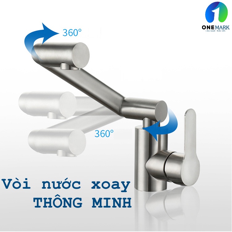 VÒI NƯỚC RỬA BÁT XOAY 720 Độ. Chất liệu INOX 304. Hai chiều nóng lạnh The Aone