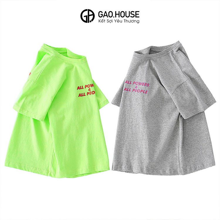 Áo thun bé trai Gạo House cotton 4 chiều cổ tròn cộc tay chữ All Powers [T15]