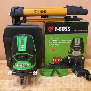 Máy laze cân bằng bắn cốt laser 5 tia xanh siêu sáng t-boss t269 kèm đủ chân 1m2 phụ kiện pin sạc