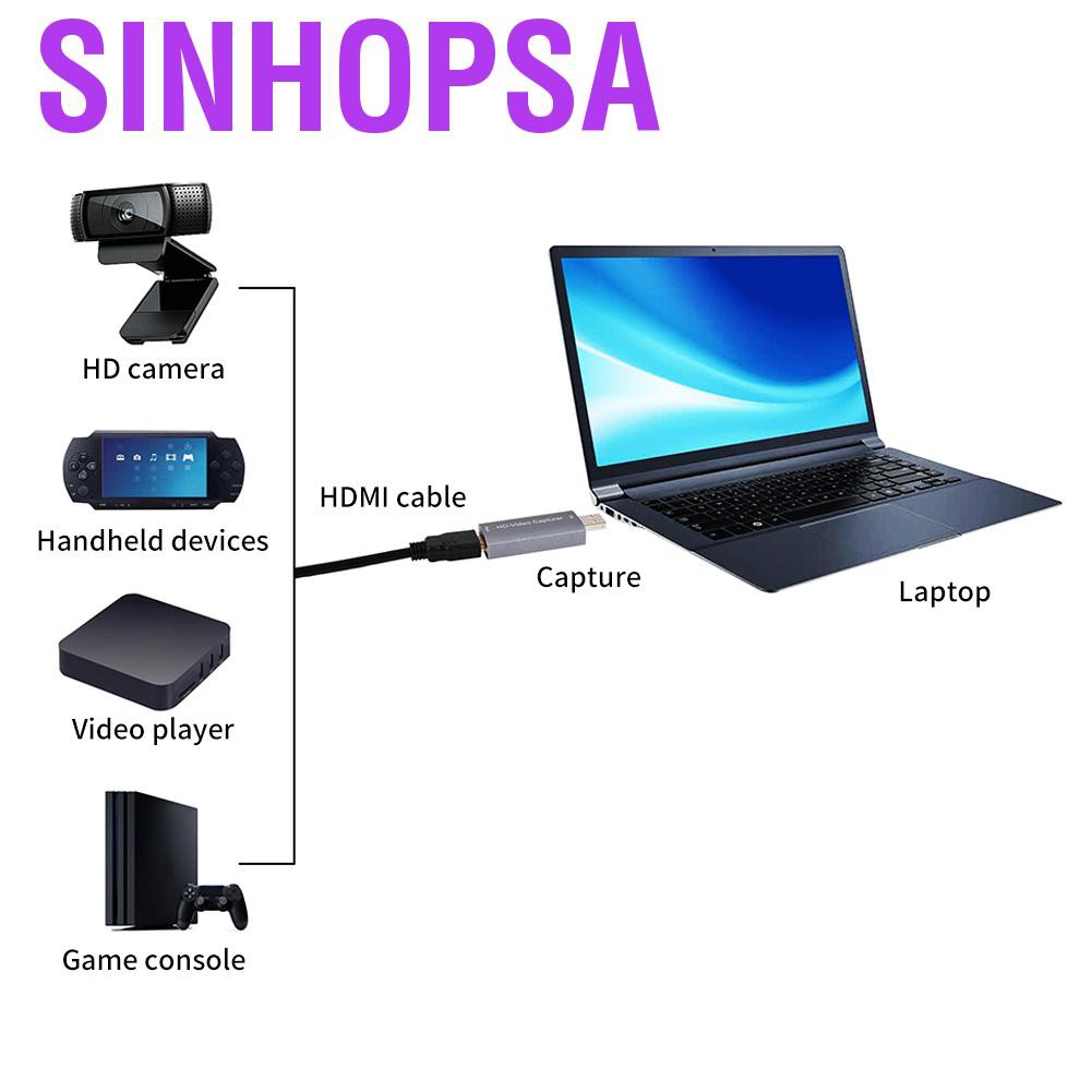 Sinhopsa Audio Video Capture Cards  HD USB2.0 HDMI Card Live Streaming Recording Box for Gaming Teaching Conference or Broadcasting