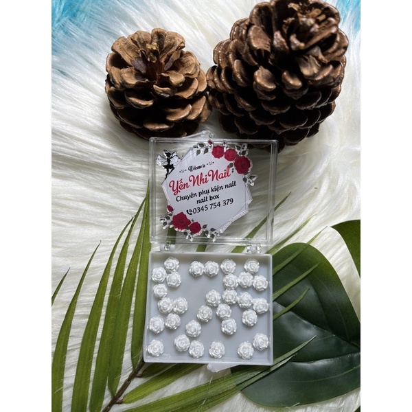 PHỤ KIỆN TRANG TRÍ MÓNG SET 30 HOA HỒNG TRẮNG