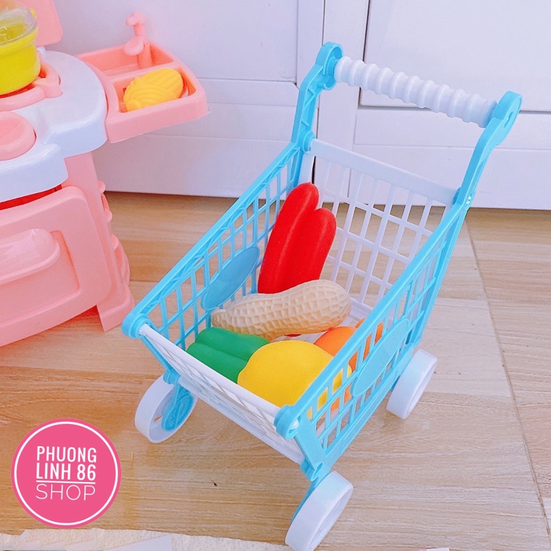 ĐỒ CHƠI NẤU ĂN KITCHEN DREAM CĂN BẾP MƠ ƯỚC CHO BÉ KÈM XE ĐỂ ĐỒ SHOP PHUONG LINH D30