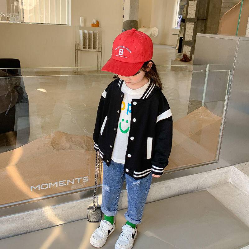 Hàng Mới Về [Hàng Mới Về] Áo Khoác Bóng Chày Bằng Cotton Nguyên Chất Chống Gió Mùa Xuân Thu Phong Cách Hàn Quốc Dễ Phối Đồ Cho Bé Gái