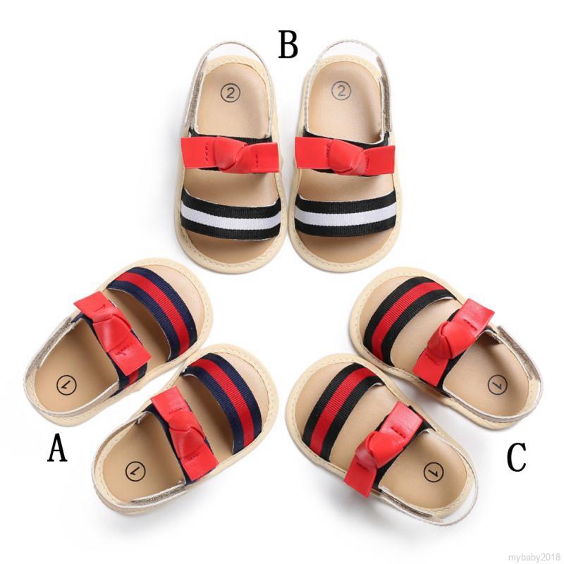 My Baby  Giày sandal tập đi đế mềm chống trượt đính nơ cho bé gái