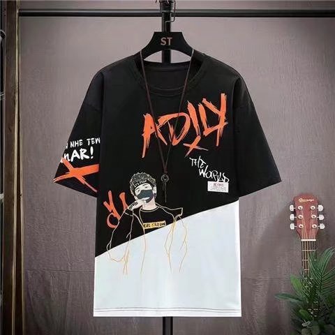 Áo Thun Tay Ngắn Cổ Thuyền Dáng Rộng In Họa Tiết Thời Trang Mùa Hè Cho Nam size M-5XL