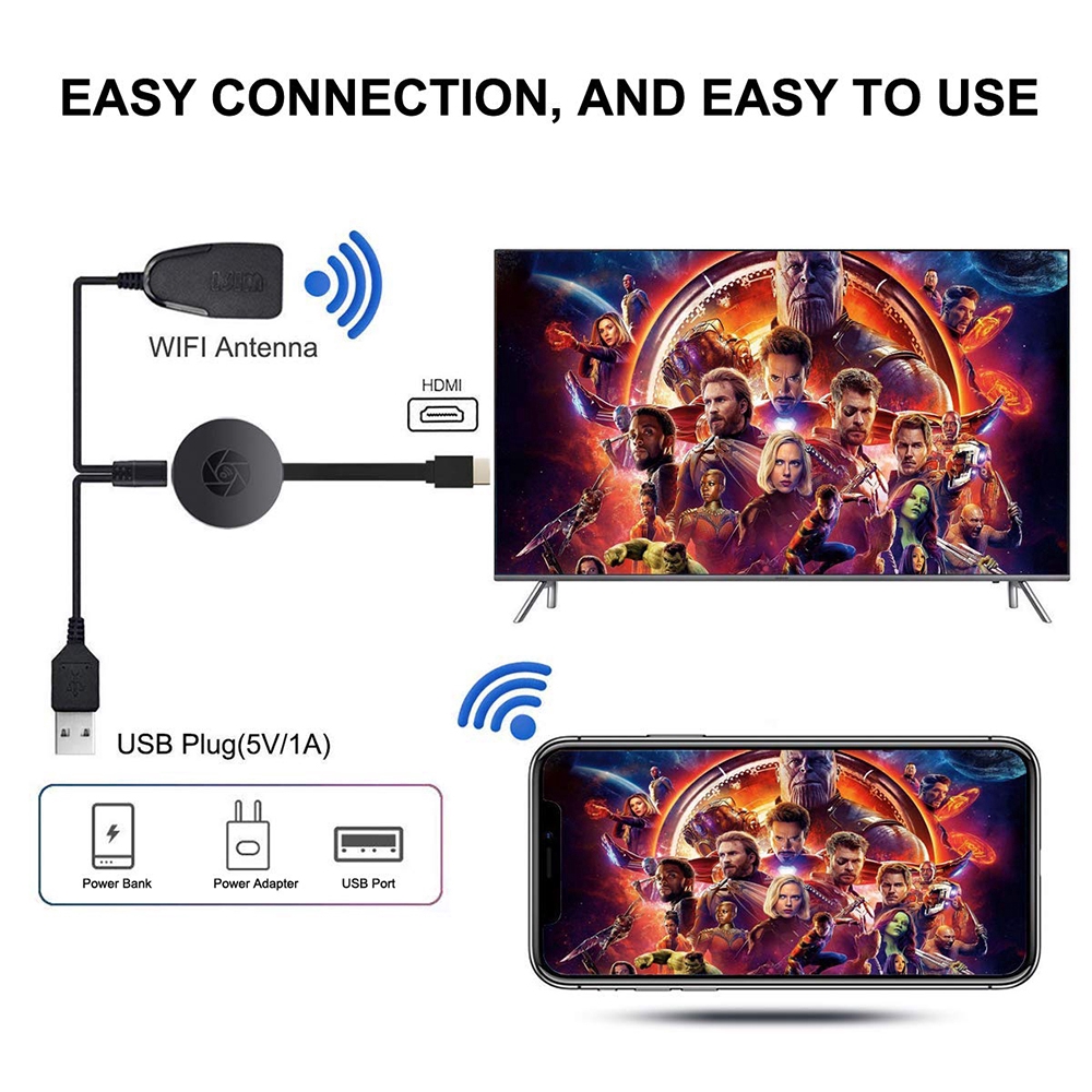 Bộ chuyển đổi màn hình, dữ liệu hình ảnh,video không dây kết nối HDMI 1080p, chromecast TV 4k streaming device by Google