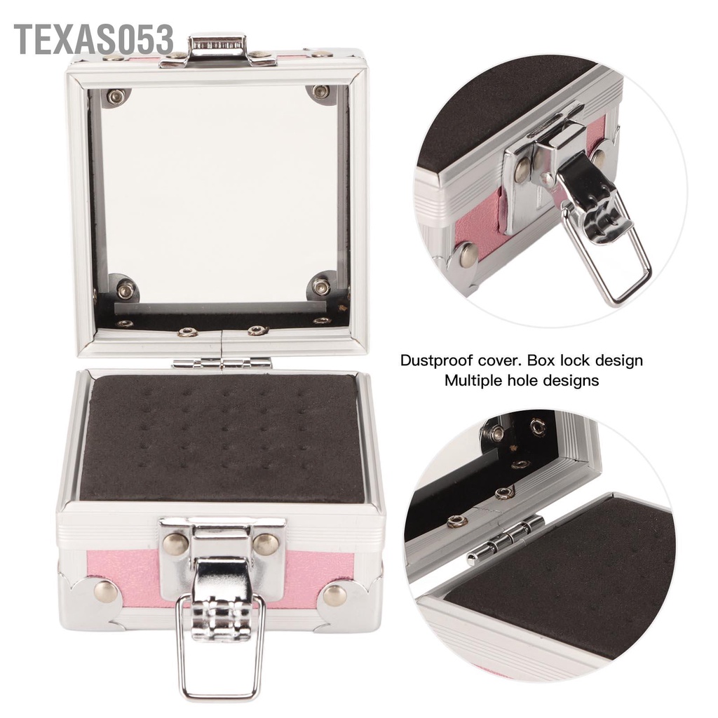 [Hàng Sẵn] Hộp Đựng Đầu Mài Móng Tay 25 Lỗ Bằng Nhôm Tiện Dụng Chống Bụi Dùng Trưng Bày【Texas053】