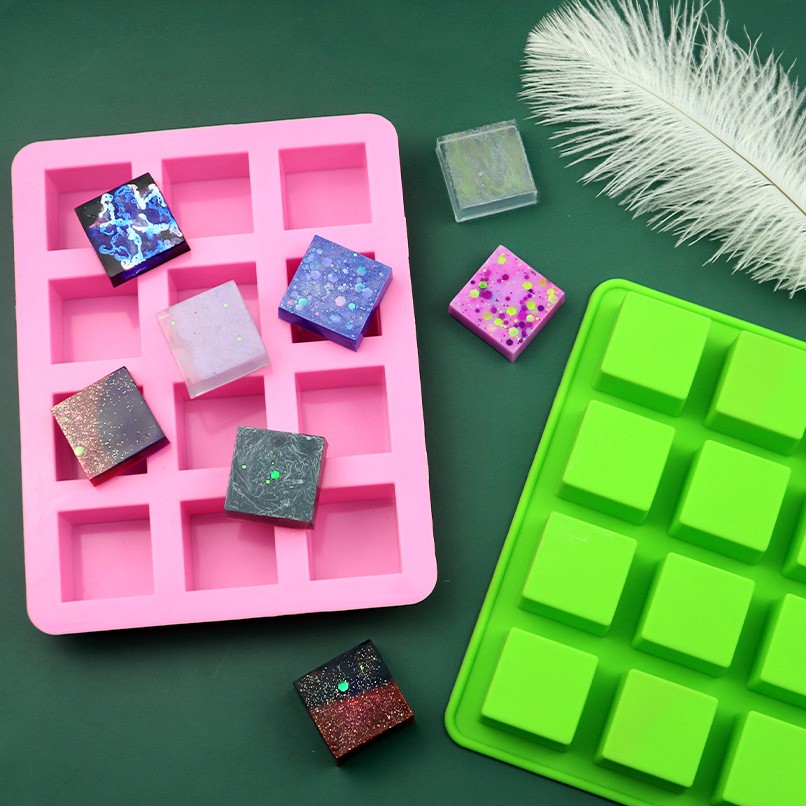 SG - Khuôn silicon 12 ô hình vuông làm bánh rau câu pudding socola