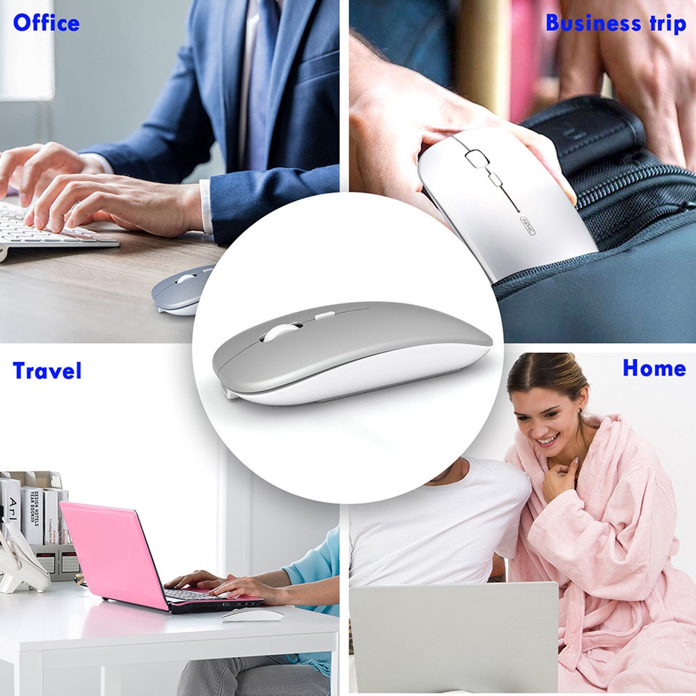 Chuột Không Dây Bluetooth 5.1 + 2.4G Có Thể Sạc Lại Cho Laptop Android Windows Mac iOS