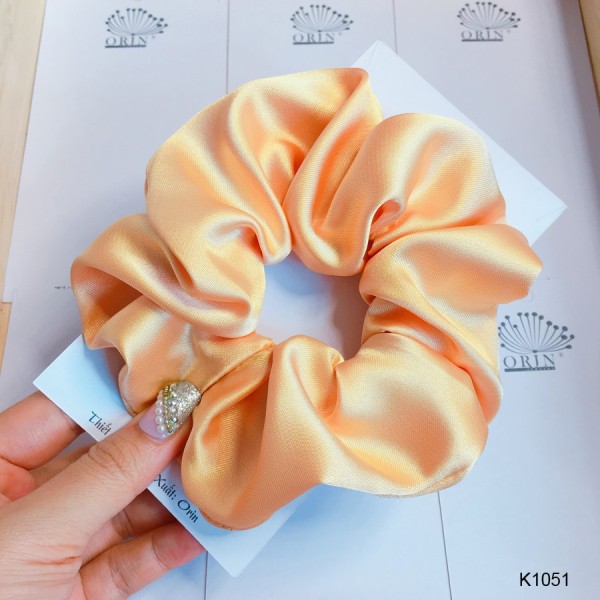 Dây cột tóc vải scrunchies bò sữa, đồ buộc tóc crunchies