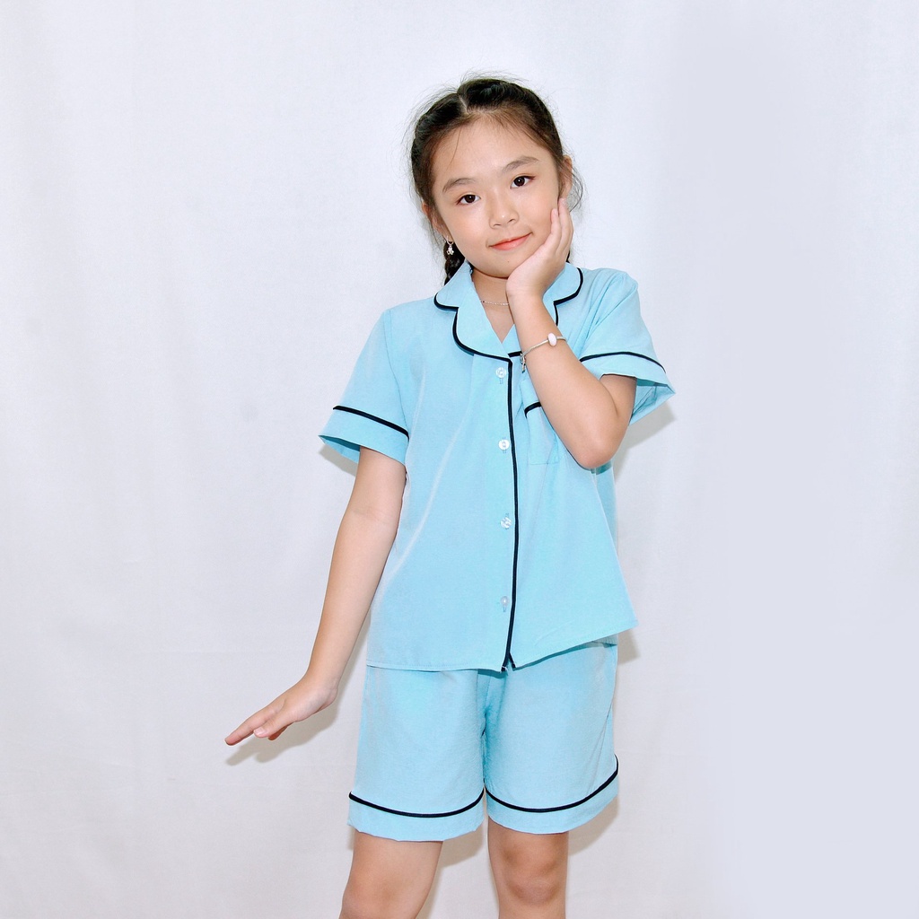 Bộ đồ ngủ pijama bé gáÍ MÀU XANH NGỌC - Vải lụa mềm mại, màu sắc tươi mới, mang lại cho bé cảm giác cực kỳ dễ chịu