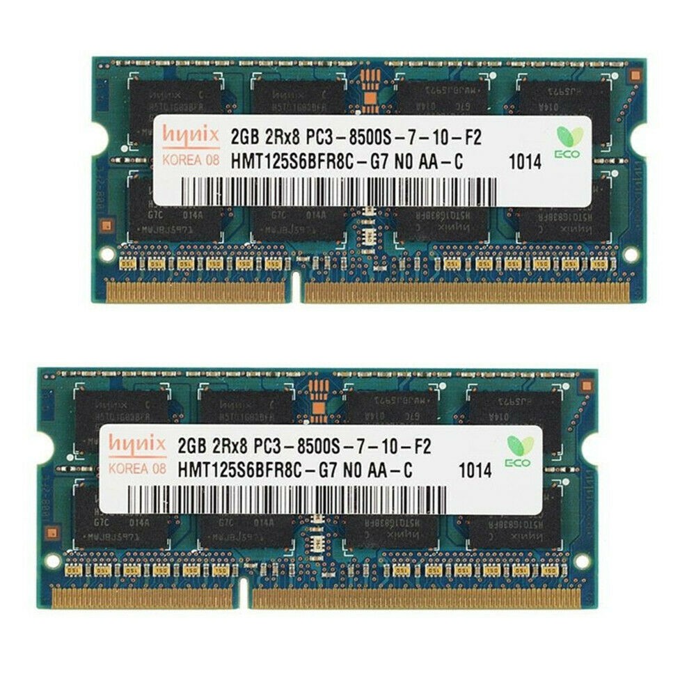 Bộ 2 Thẻ Nhớ Laptop 4Gb X 2GB DDR3 PC3 8500 1066Mhz 204pin Sodimm