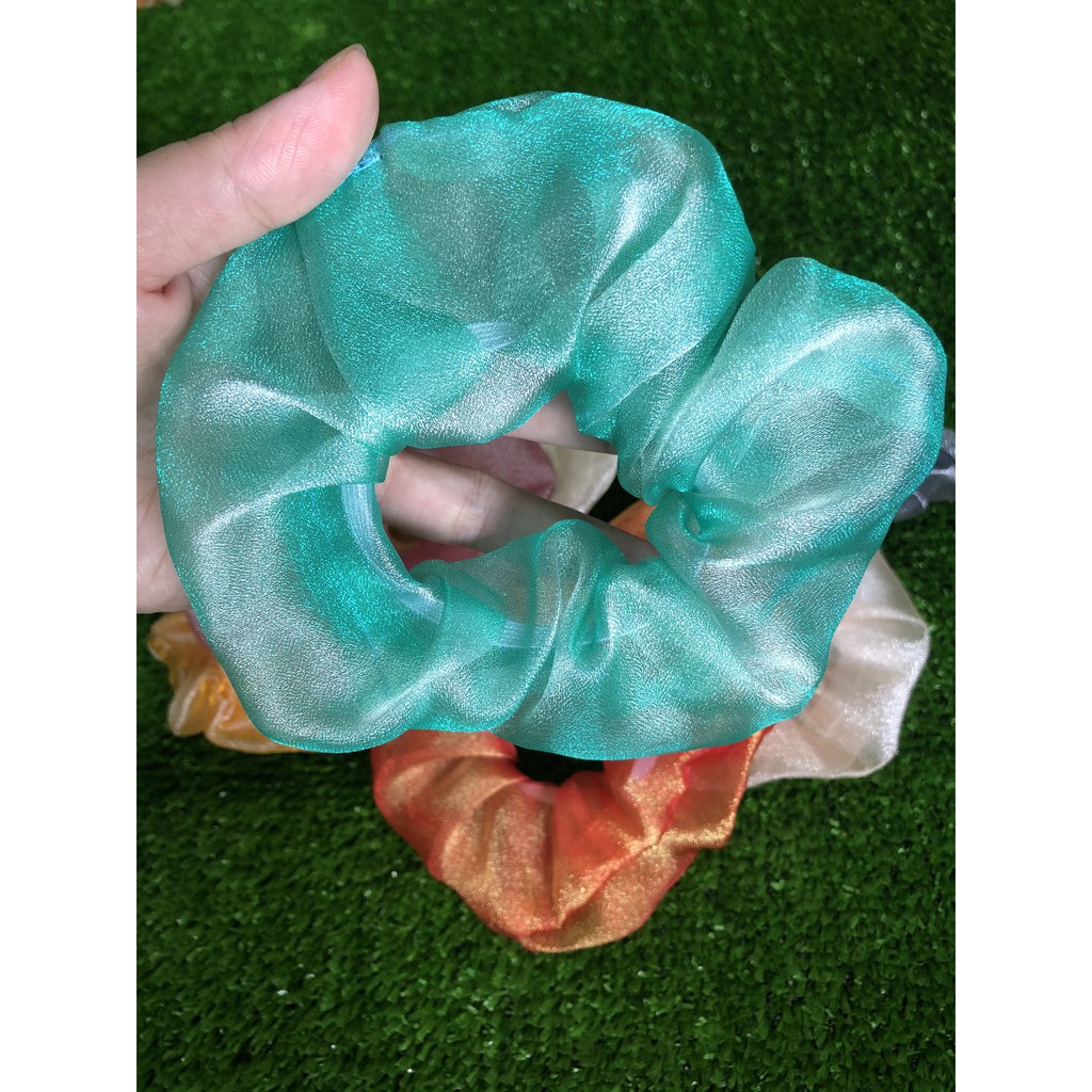 {Ảnh thật} Cột tóc vải hottrend scrunchies lụa ánh kim siêu đẹp