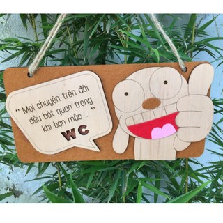 Bảng gỗ trang trí treo cửa wc ngộ nghĩnh hot hit