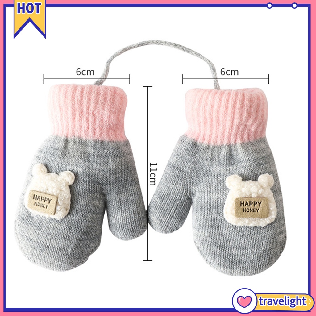 Đôi găng tay dệt kim chống mài mòn thiết kế hoạt hình xinh xắn dành cho trẻ em