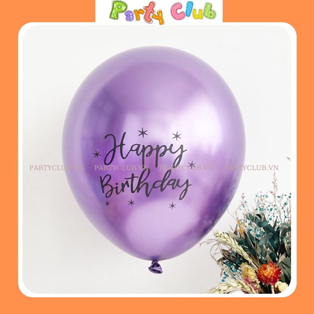 Bóng nhũ kim loại in chữ happy birtday