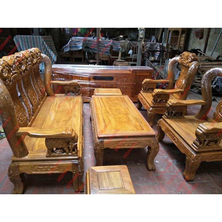 Bộ bàn ghế minh quốc voi gỗ lim tay 12