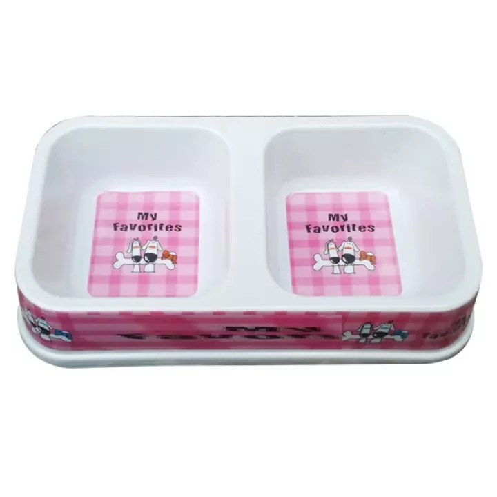 Bát ăn đôi (2 loại) bát ăn/uống chó mèo 2 ngăn (không cấp nước)