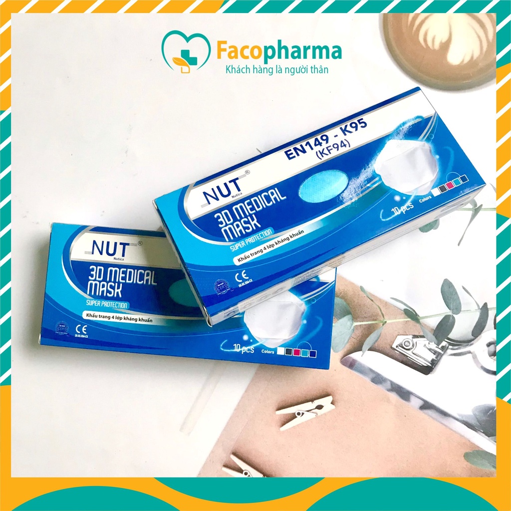 Khẩu trang KF94 4D Hàn Quốc chính hãng NUT kháng khuẩn chống bụi mịn NUTKF94O