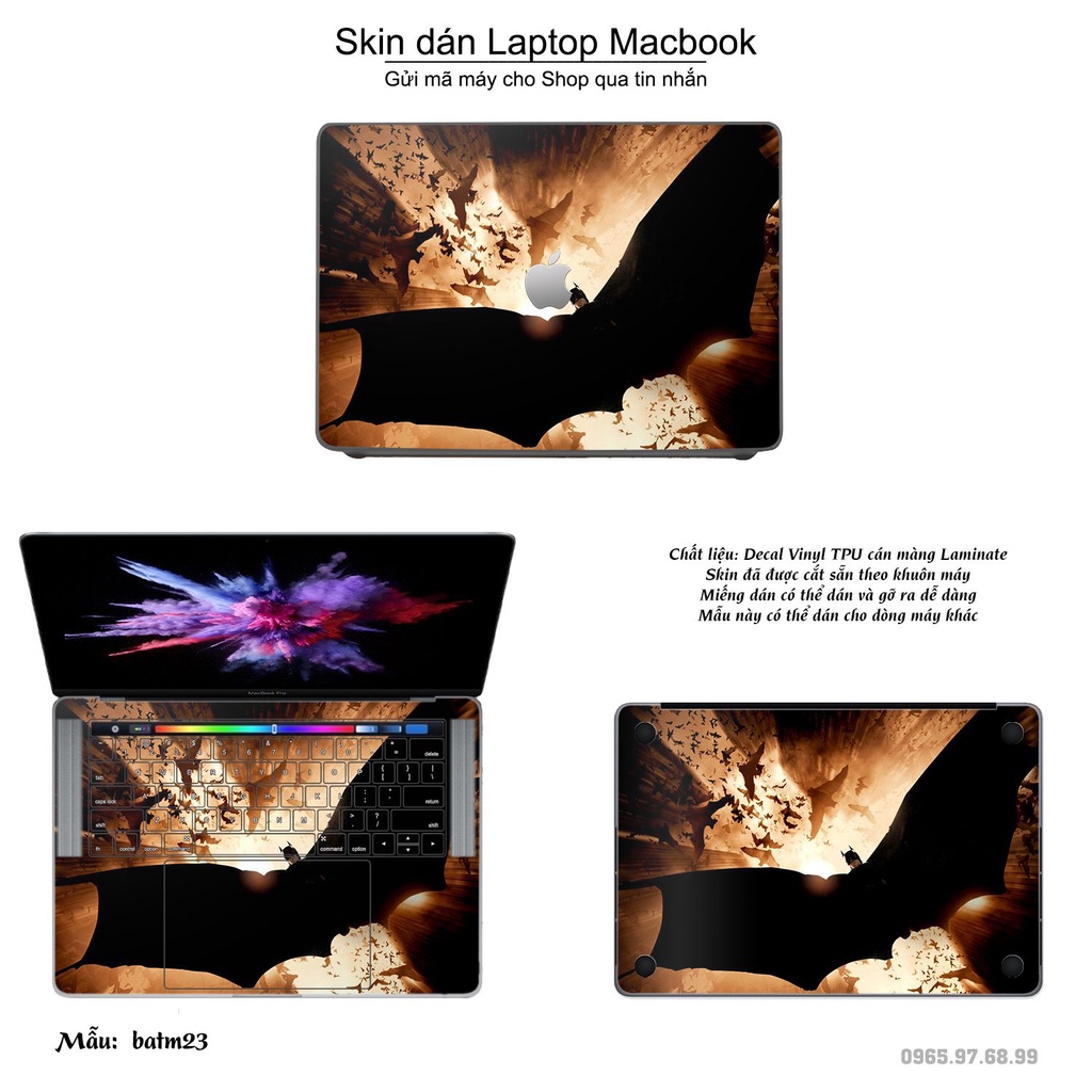 Skin dán Macbook mẫu người dơi (đã cắt sẵn, inbox mã máy cho shop)