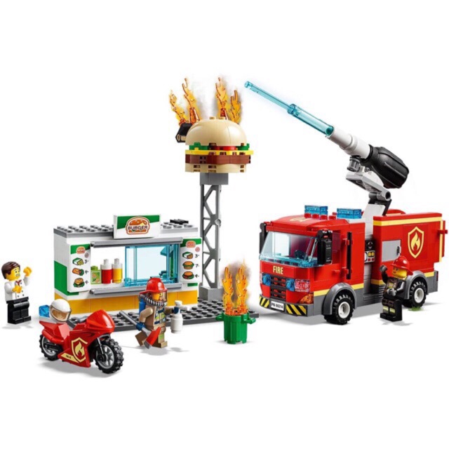 Có sẵn 🔥🔥 Lắp Ráp 11213 Xe cứu hoả chữa cháy tiệm bánh Burger 🔥🔥