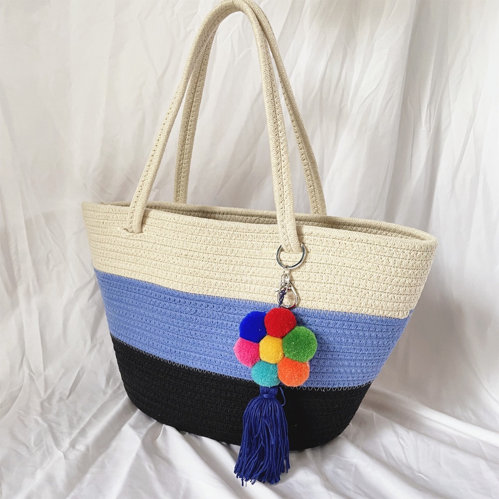 Túi nữ dệt thời trang Phong cách cổ điển dây cotton dệt kim đeo vai Túi xách thường đơn giản Túi xách nữ công suất lớn
