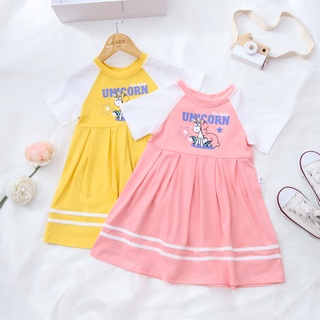 [25.6 GIẢM 40K ĐƠN 299K] Váy cho bé gái ILABY thiết kế họa tiết unicorn trước ngực [0768]