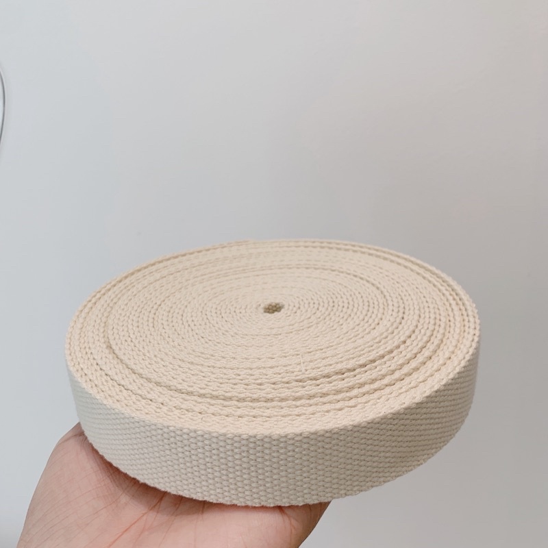 Dây đai cotton màu trắng kem bản 2,5cm