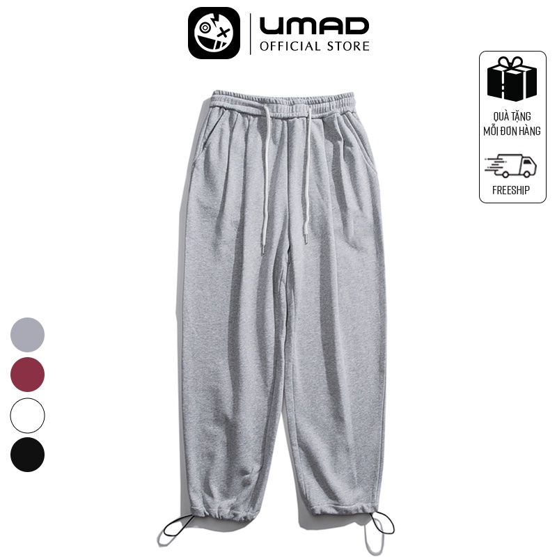 Quần Jogger Unisex basic TRƠN UMAD 3 màu Chất Nỉ form rộng chun ống dây rút cá tính năng động đi chơi đi học