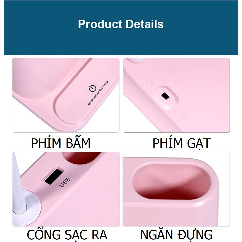 Đèn bàn tích điện kiêm Pin sạc dự phòng có giá để điện thoại 36014