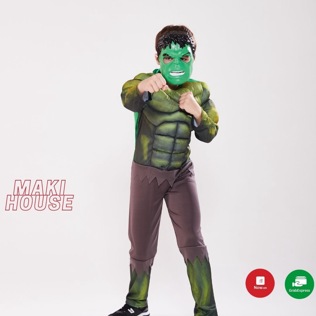 Quần áo người nhện hoá trang trẻ em halloween siêu nhân Maki hulk .HTH28
