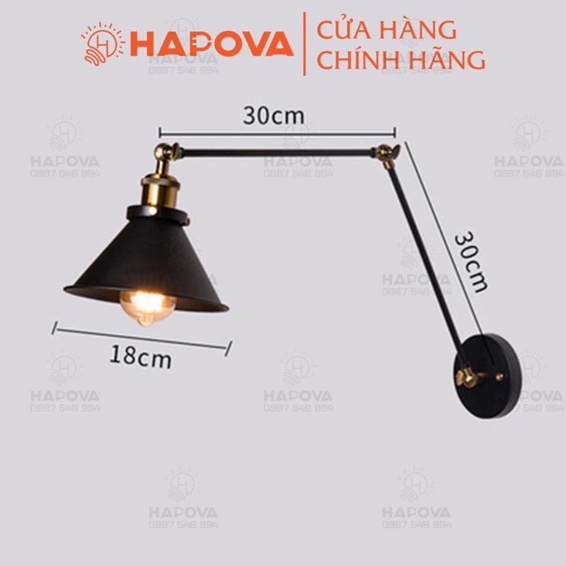 Đèn ngủ treo tường HAPOVA ASMER 0860 Kèm bóng Edison | BigBuy360 - bigbuy360.vn