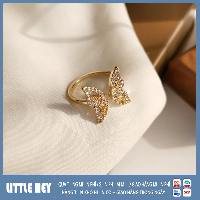 Con bướm hàn quốc mở nhẫn cô gái thiết kế thời trang nhẫn trong gió tính khí kim cương cô gái cô gái ngón trỏ đeo nhẫn cô gái