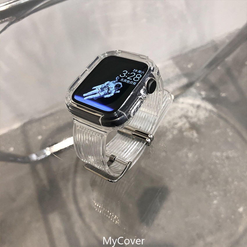 Dây đeo đồng hồ bằng nhựa trong suốt thay thế cho Apple Watch Series 6 Se 5 4 3 2 1 38mm 40mm 42mm 44mm