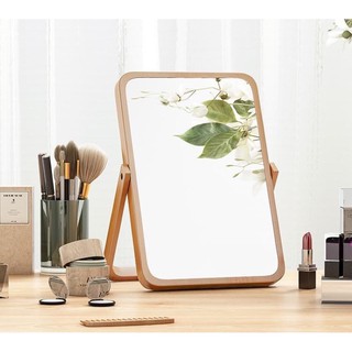 Gương soi mini để bàn - gương trang điểm để bàn ( khung gỗ nhập khẩu mỹ - xoay 360 độ )