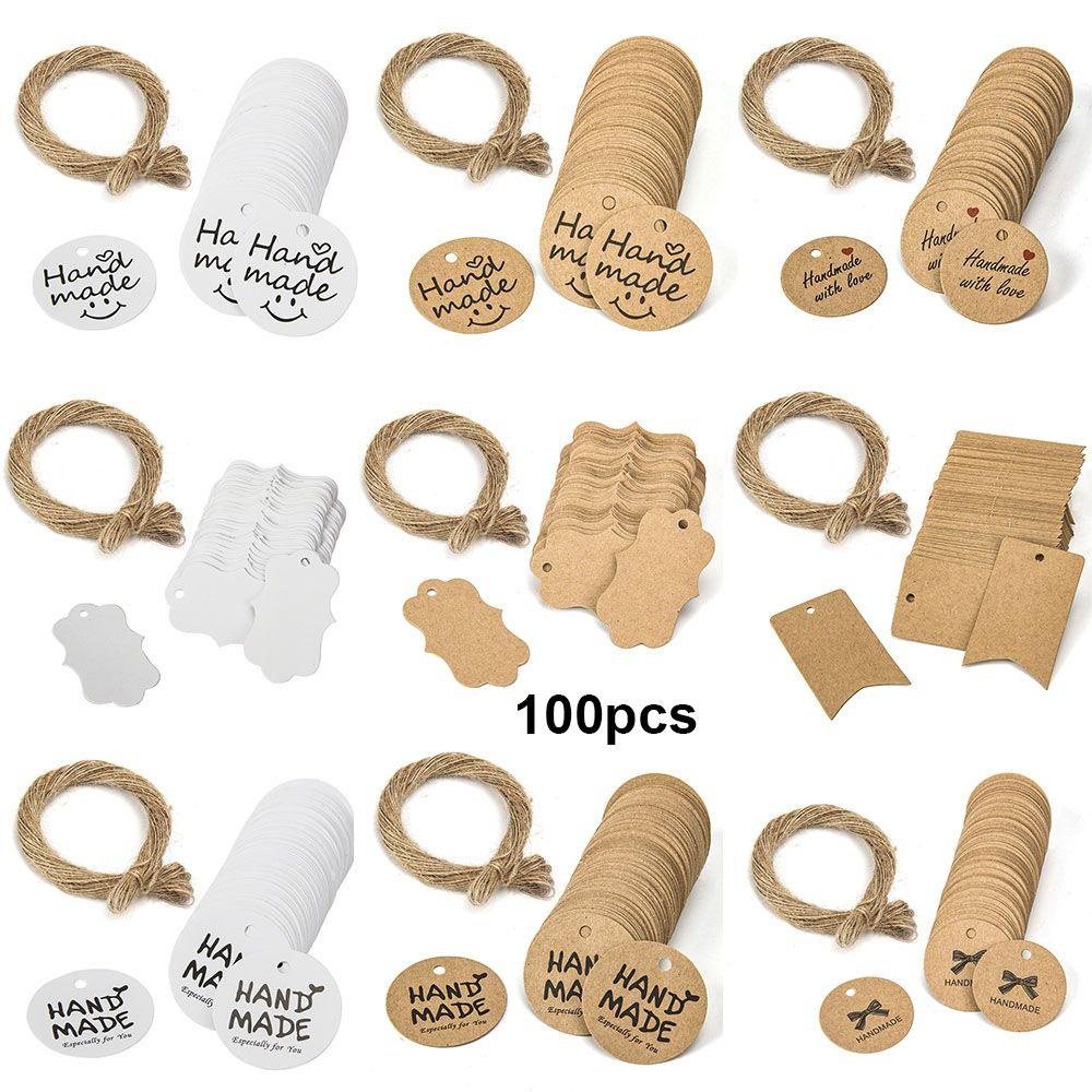 Set 100 Thẻ Giấy Kraft Dùng Gói Quà / Trang Trí Tiệc Cưới DIY