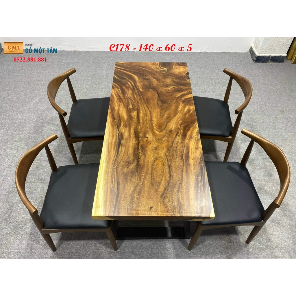 Mặt Bàn Gỗ Me Tây Dài 1m4 Nguyên Khối