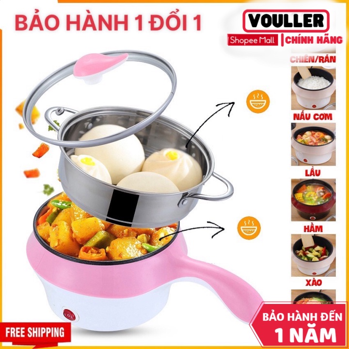 Nồi Lẩu Điện Vouller Mini Tặng Kèm Khay Hấp Inox Cao Cấp Có Thể Chiên Xào  Nấu Ăn  Nấu Cơm  Nấu Mì