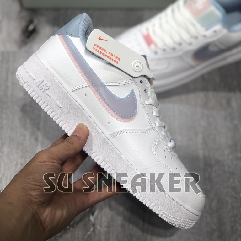 [ Su Sneaker ] Bản Cao Cấp , Giày Nike Air Force 1 LV8 GS Double Swoosh , Nike AF1 Xanh Hồng ( Full Box )