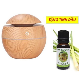 Máy xông tinh dầu,Khuếch tán tinh dầu vân gỗ + Tặng kèm tinh dầu 10ml