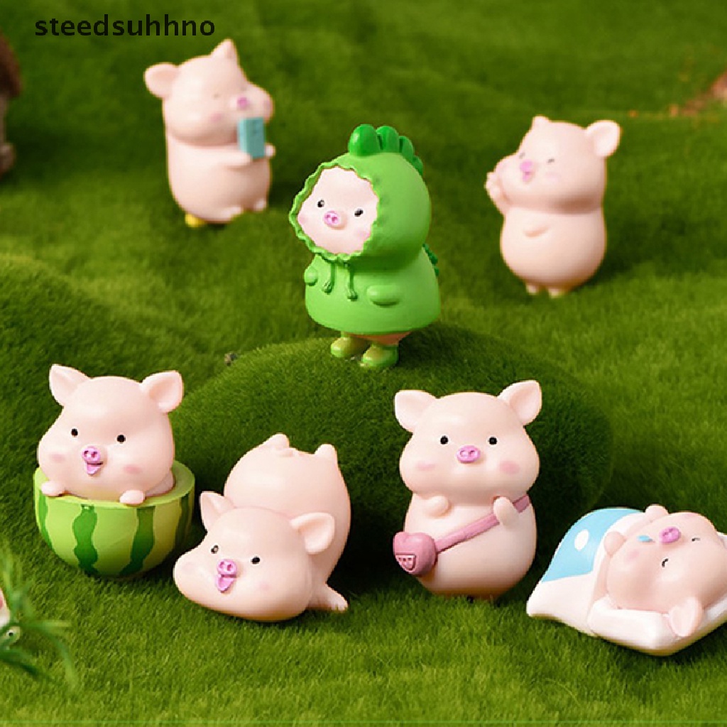 Bộ 7 Tượng Heo Con Dễ Thương Để Bàn Trang Trí Nhà Cửa Sân Vườn