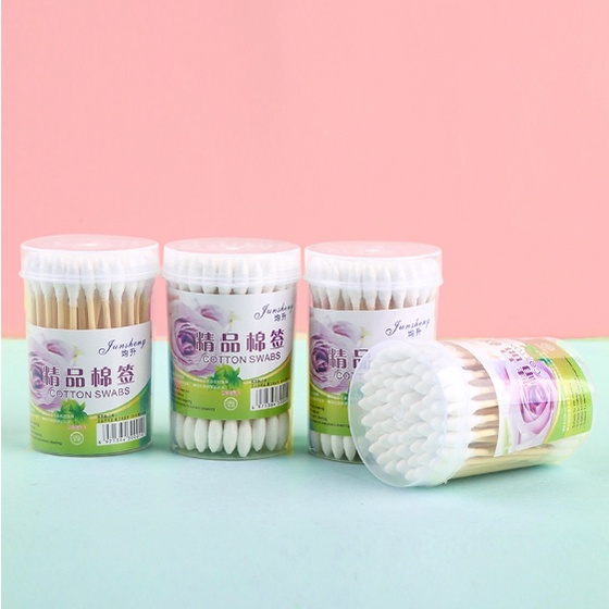 Túi tăm bông 100 chiếc - Bông ngoáy tai thân gỗ -  Bịch tăm bông tiện lợi  🍀 Clovershop68 🍀
