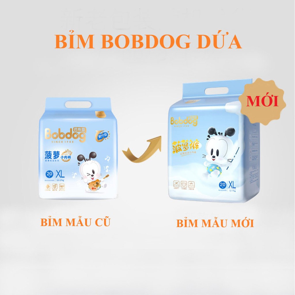 Thùng bỉm Bobdog Dứa dán/quần S72/M66/L60- M72/L66/XL60/XXL54 miếng