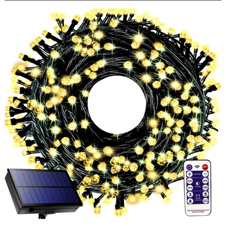 Dây Đèn LED 1000 Bóng Chống Nước Sử Dụng Năng Lượng Mặt Trời Có Điều Khiển Từ Xa 8 Chức Năng