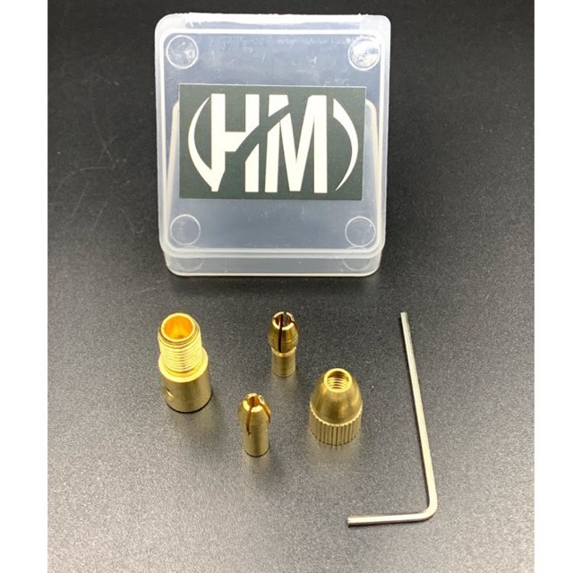 Bộ đầu kẹp mũi khoan, mũi mài kèm khớp nối bằng ĐỒNG trục 2.35mm