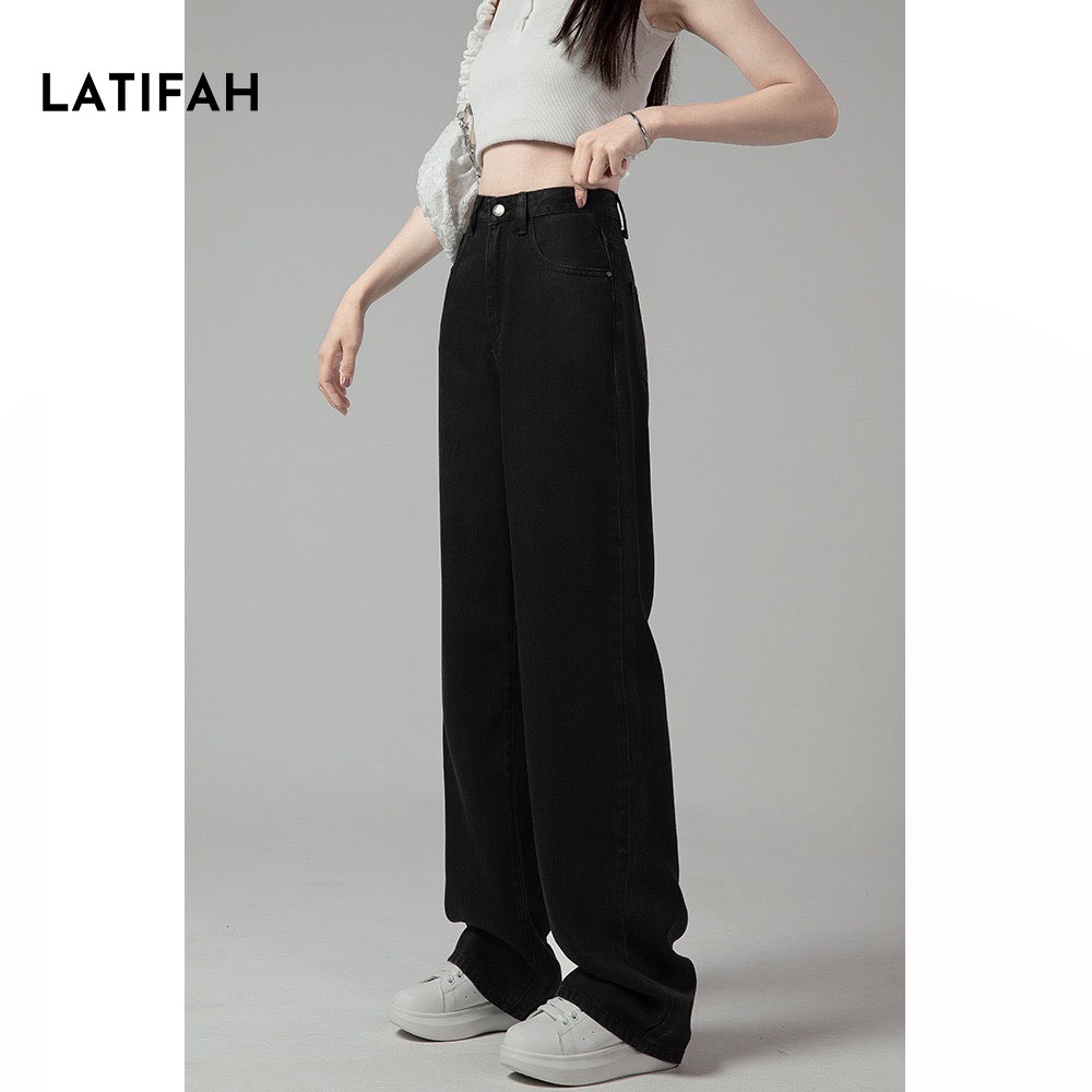 Quần baggy jeans nữ LATIFAH ống rộng đơn giản dài 98cm QD026