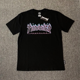 Áo Thun Tay Ngắn In Chữ Thrasher Màu Xanh Thời Trang